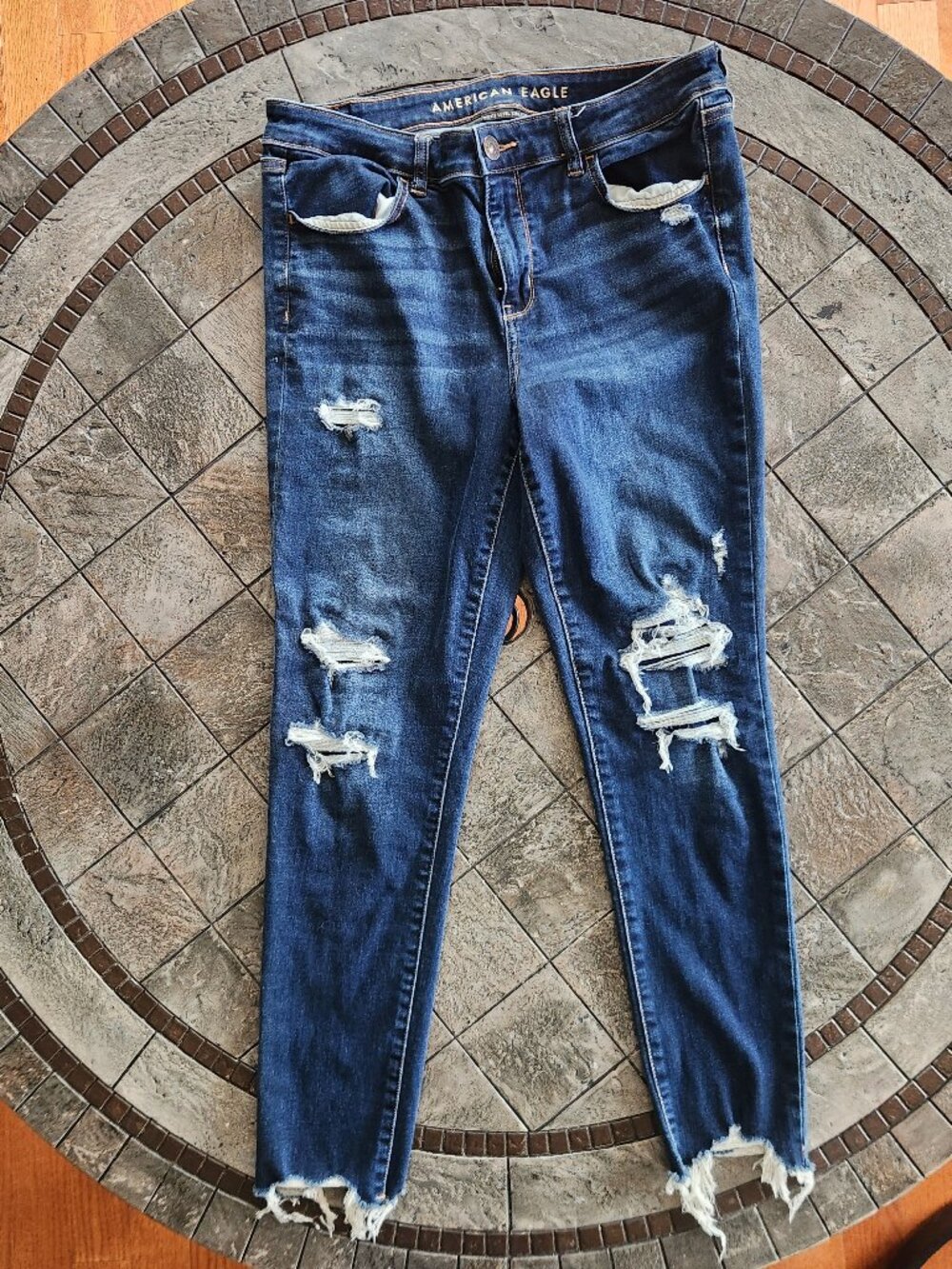American Eagle Jegging Jeans Women's Size 14 Regular Next Level Stretch Distress